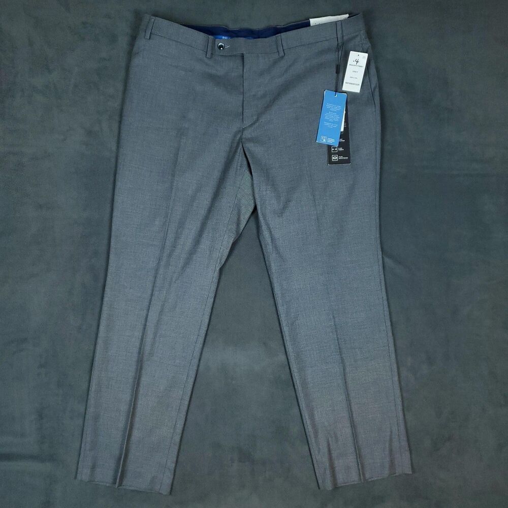 Van Heusen Cool Flex Pants Mens 40x30 Gray Stretch Slim Fit Dress Suit Separates